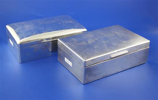 Two 20th century silver cigar/cigarette boxes, 9in.